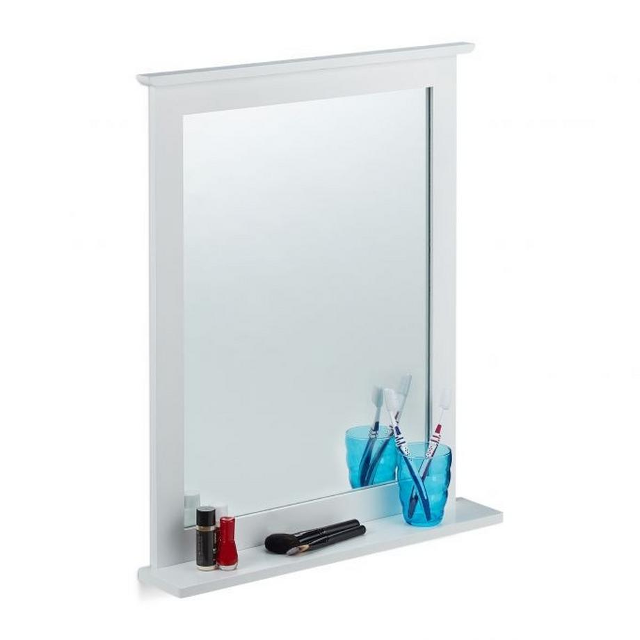 B2X Miroir mural blanc avec étagère  