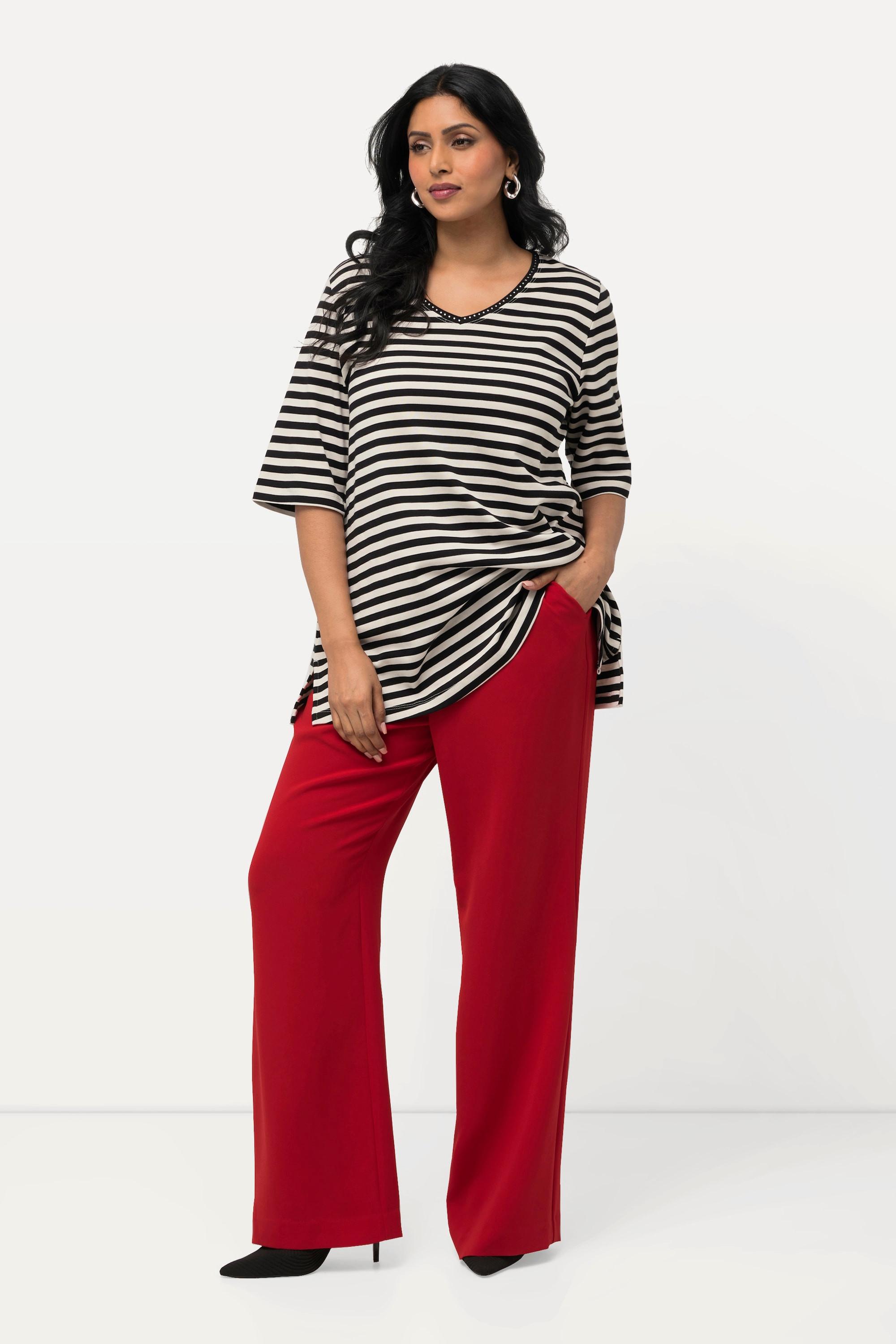 Ulla Popken Pantalon de tailleur jambe droite large taille élastique  