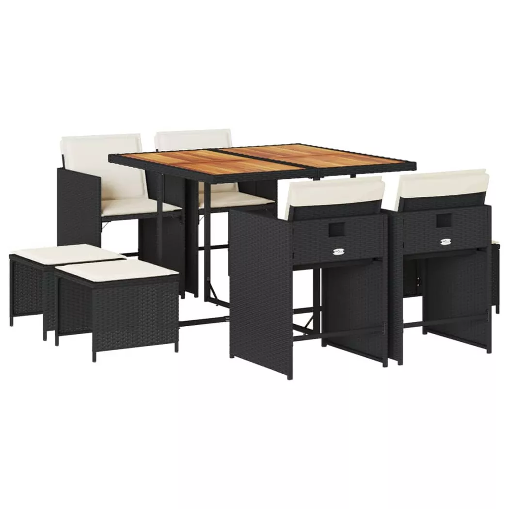 VidaXL - Garten essgruppe poly-rattan, One Size, Schwarz