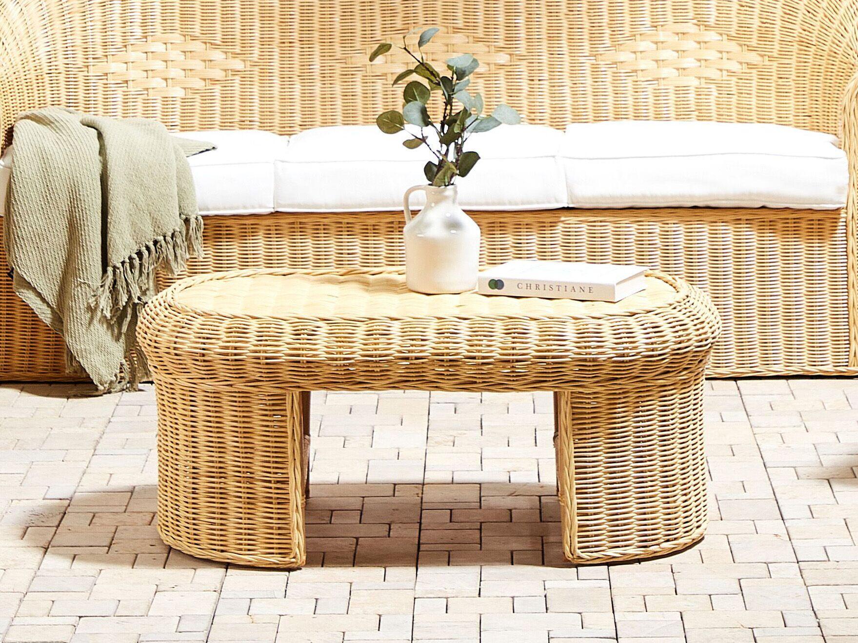 Beliani Tavolino da giardino en Rattan Boho LIVADEIA  
