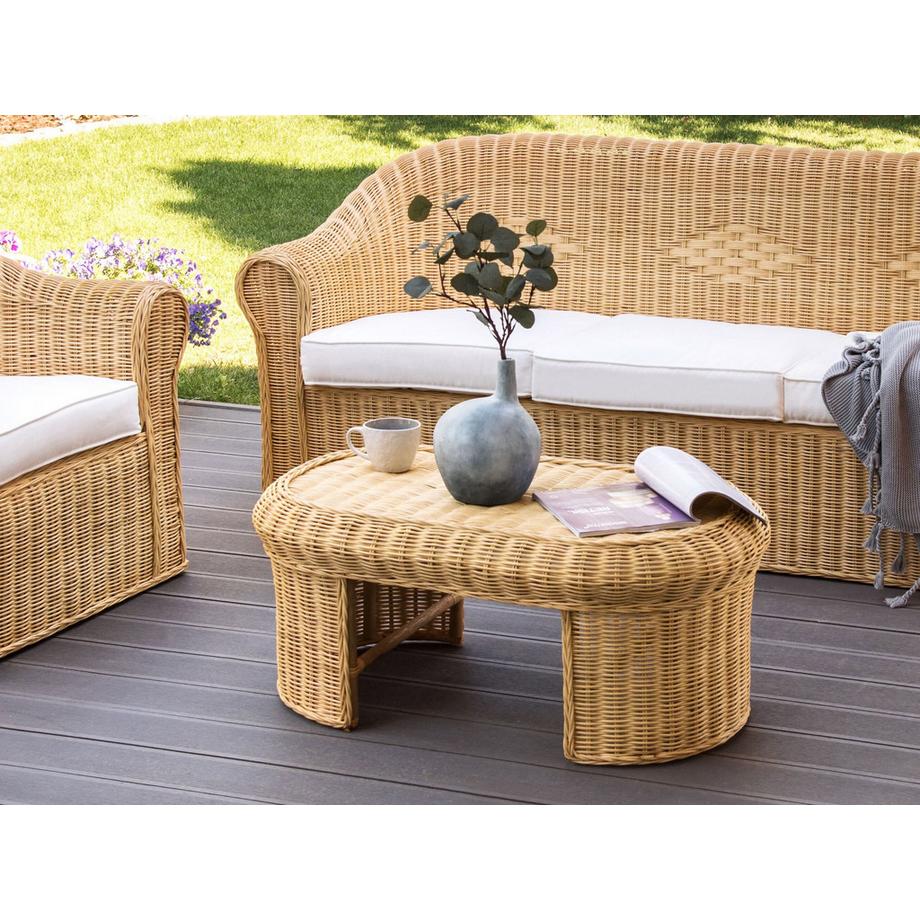 Beliani Outdoor Couchtisch aus Rattan Boho LIVADEIA  
