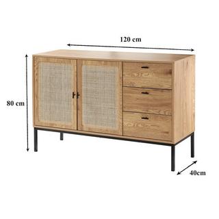 Calicosy Credenza con 2 ante e 3 cassetti in rattan L120 cm - JAYA  