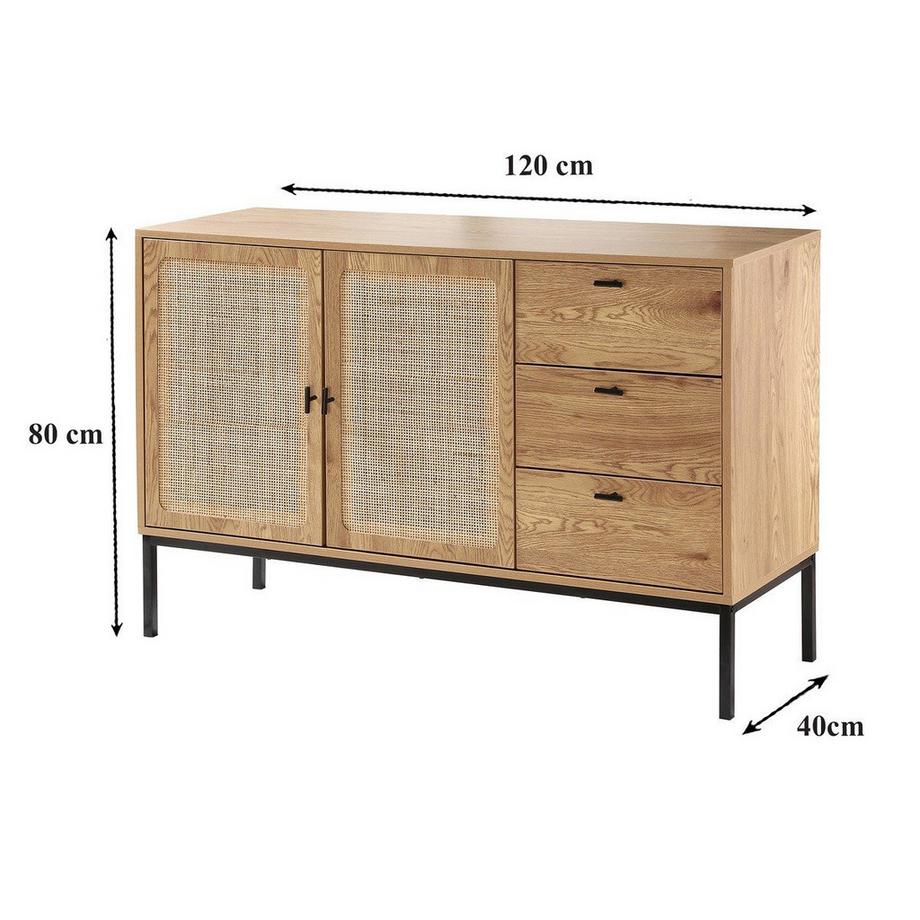 Calicosy Buffet 2 portes et 3 tiroirs en rotin L120 cm - JAYA  