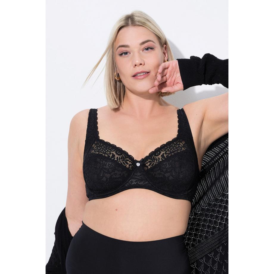 Ulla Popken Soutien-gorge à armatures dentelle florale entièrement en dentelle bonnet C-E  