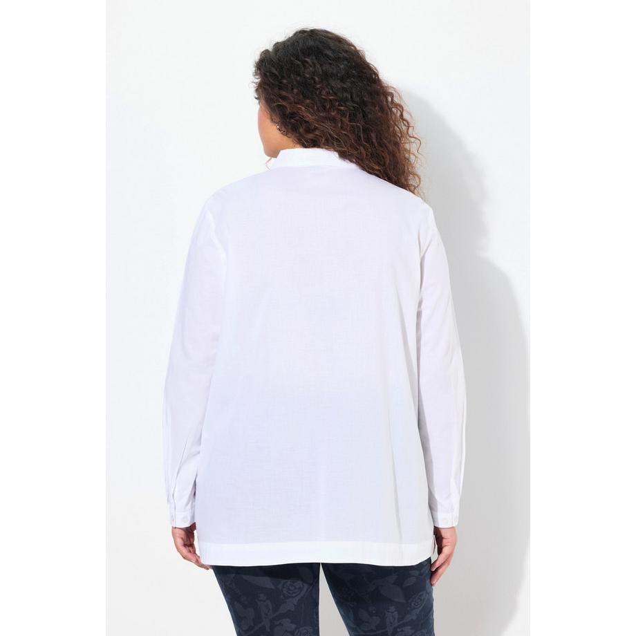 Ulla Popken Chemisier évasé à manches longues avec col chemise et fentes à l'ourlet  