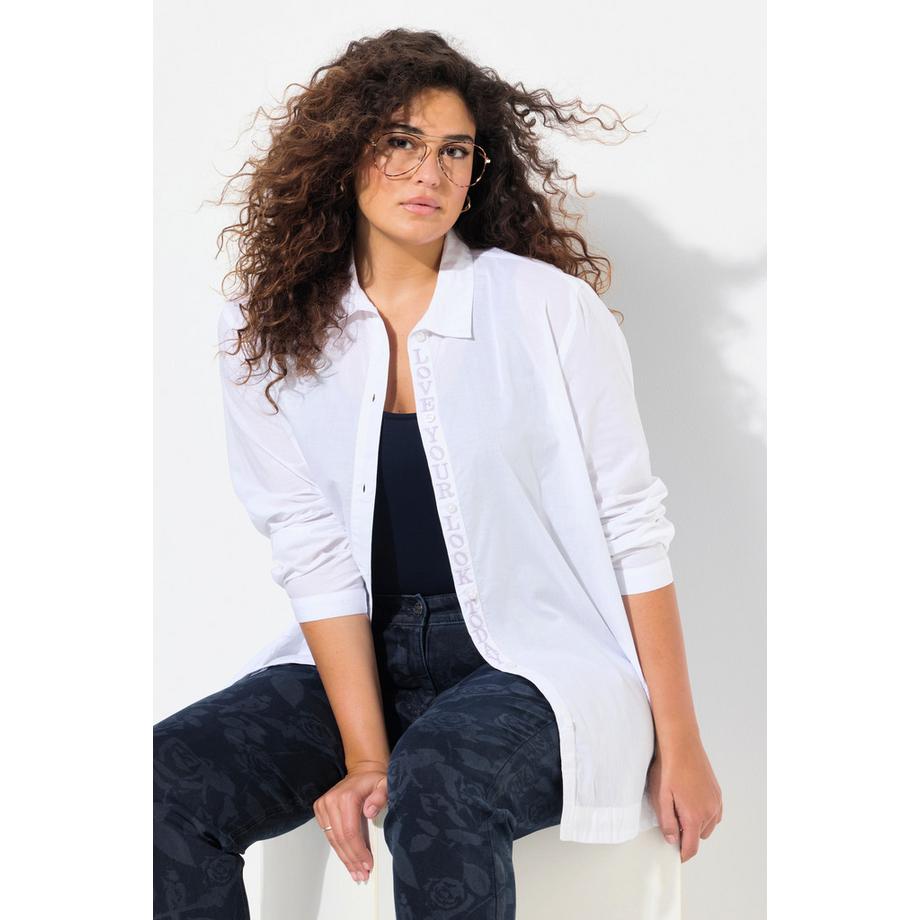 Ulla Popken Chemisier évasé à manches longues avec col chemise et fentes à l'ourlet  