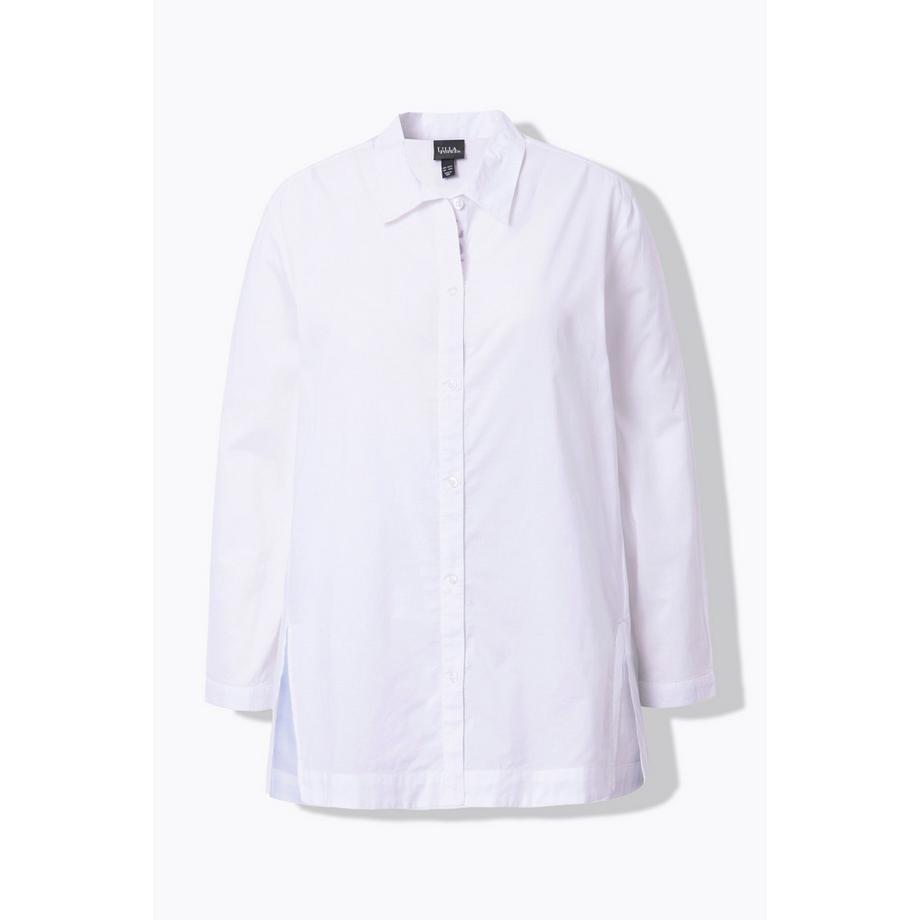 Ulla Popken Chemisier évasé à manches longues avec col chemise et fentes à l'ourlet  