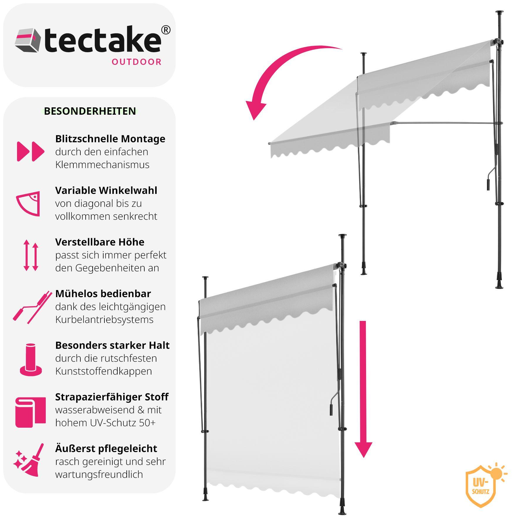 Tectake Store à pince sans perçage avec manivelle, réglable en hauteur  