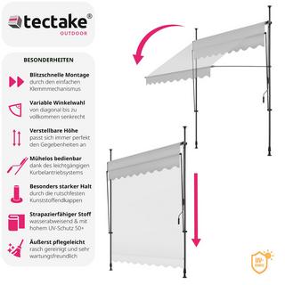 Tectake Store à pince sans perçage avec manivelle, réglable en hauteur  