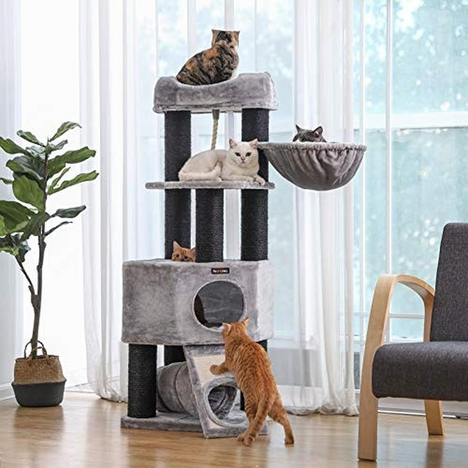 Pricenet  Arbre à chat spacieux avec perchoir en peluche et chaise longue profonde 