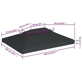 VidaXL Couverture supérieure de gazebo tissu  