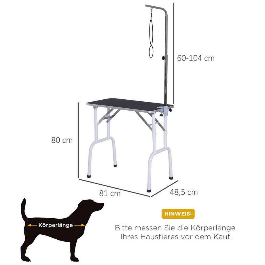 Northio  Trimmtisch Klappbarer Pflegetisch Für Hunde, Schertisch Mit Metallgestell, Schwarz, 81X48X80Cm 