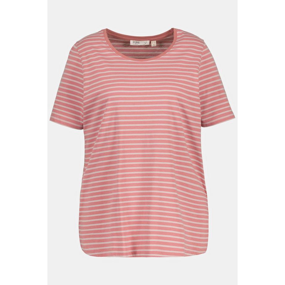 Ulla Popken Haut de pyjama rayé col rond manches mi-longues  