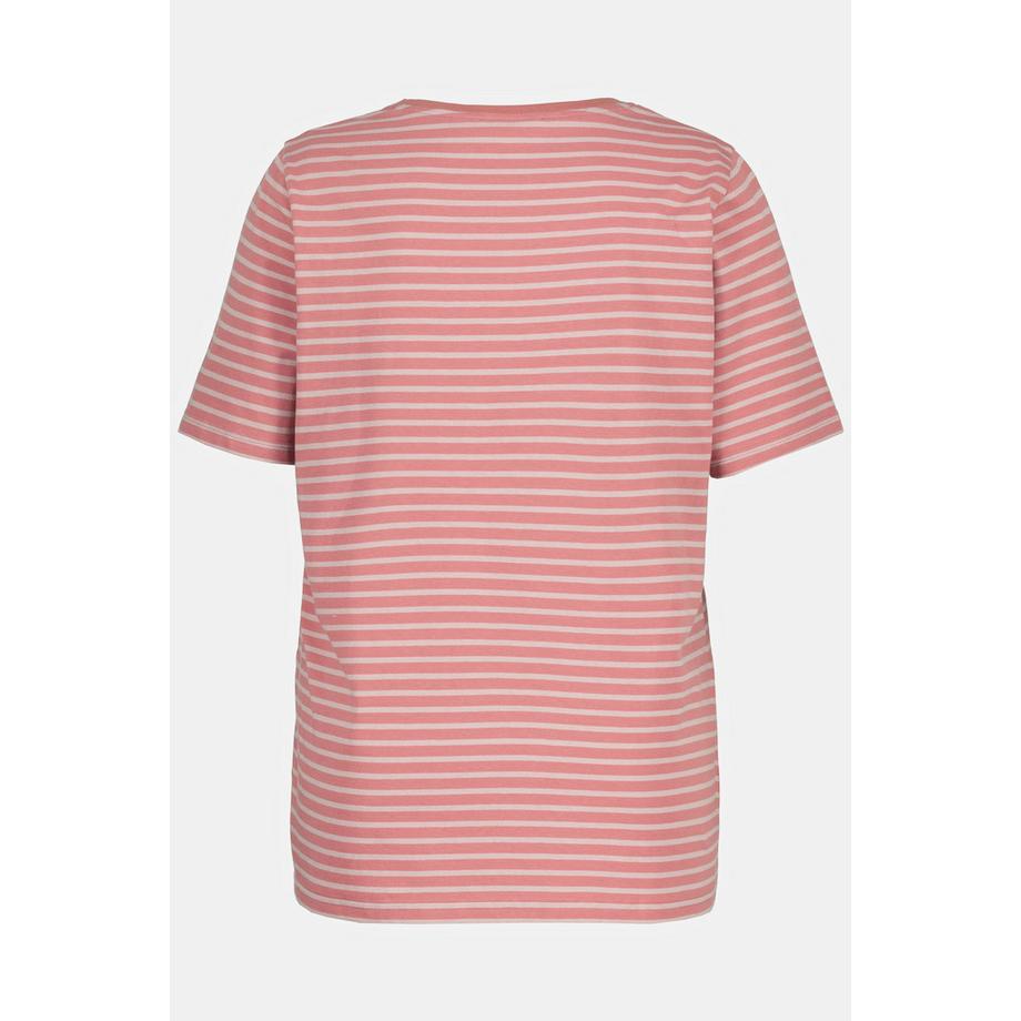 Ulla Popken Haut de pyjama rayé col rond manches mi-longues  