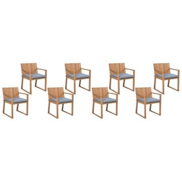 Lot de 8 chaises avec coussins en Acacia Traditionnel SASSARI