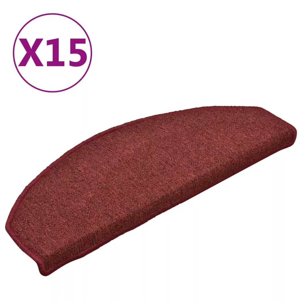 Tapis de marches d escalier 15 pcs Rouge 65x24x4 cm
