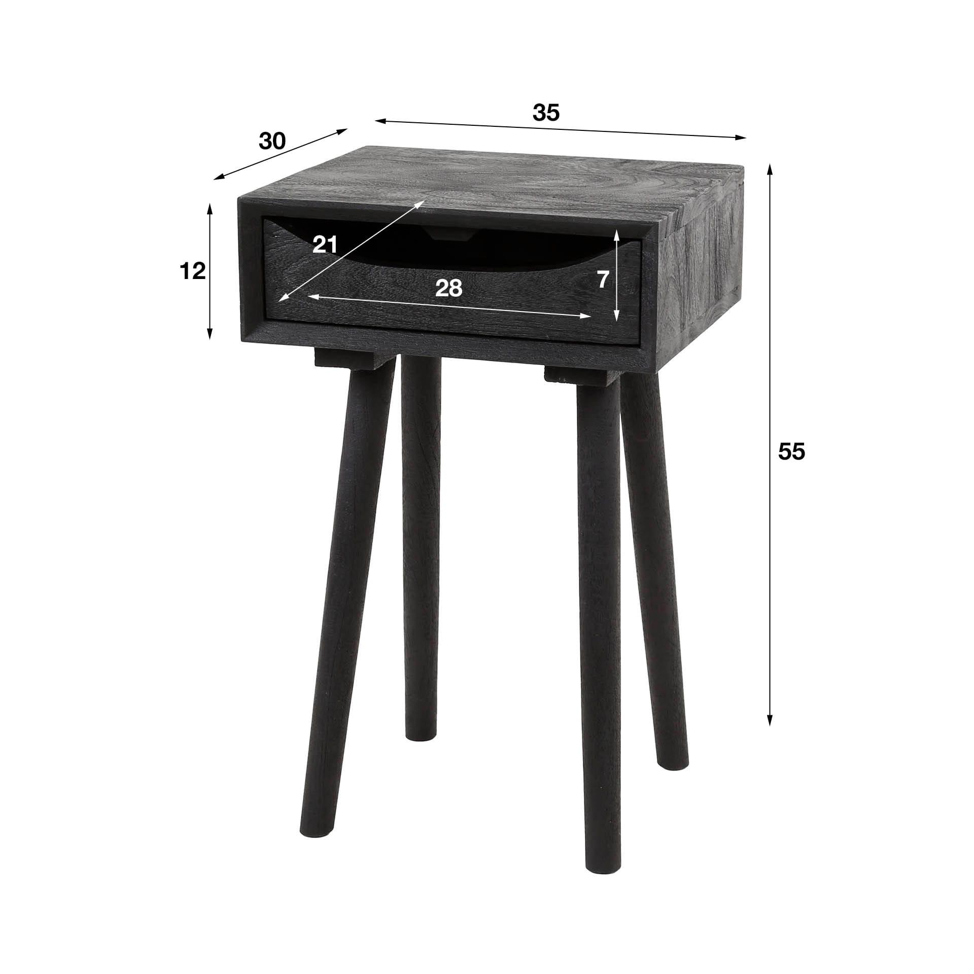 mutoni Table de chevet Noir Elegance Sleek  