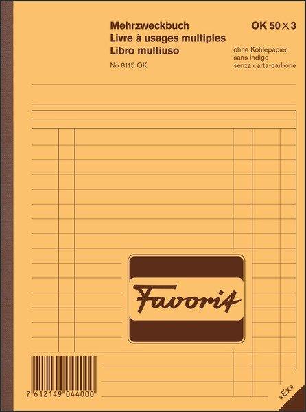 Favorit FAVORIT Mehrzweckbuch D/F/I A5 8115OK blau/blau/weiss 50x3 Blatt  