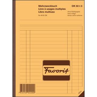 Favorit FAVORIT Mehrzweckbuch D/F/I A5 8115OK blau/blau/weiss 50x3 Blatt  