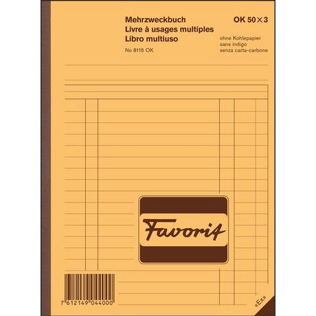 Favorit FAVORIT Mehrzweckbuch D/F/I A5 8115OK blau/blau/weiss 50x3 Blatt  