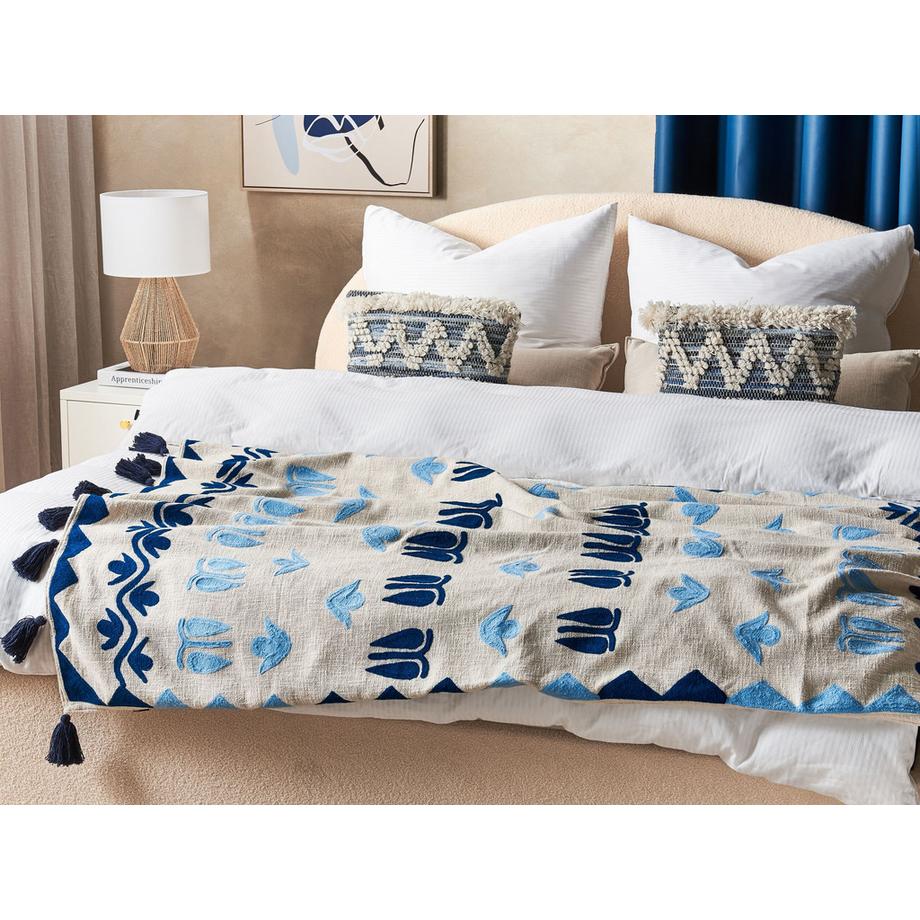 Beliani Retro BHIND Coperta in Cotone  