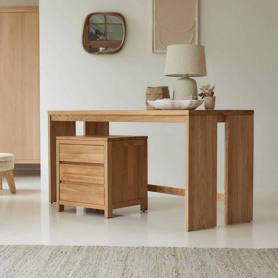 Tikamoon Scrivania in quercia massello con cassettiera Eden  