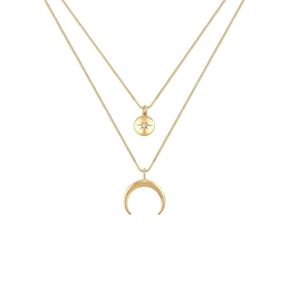 Elli  Halskette Layer Halbmond Stern Plättchen Zirkonia 
