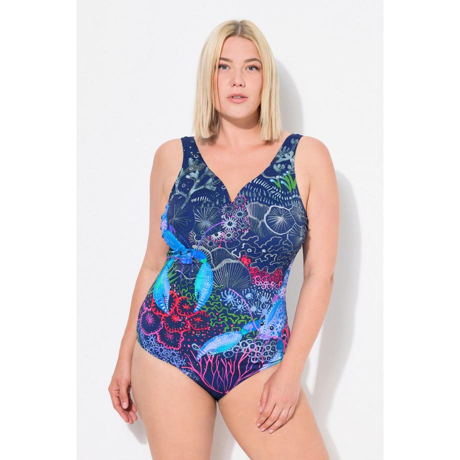 Ulla Popken Costume intero stampa aragosta scollo a cuore coppe morbide  