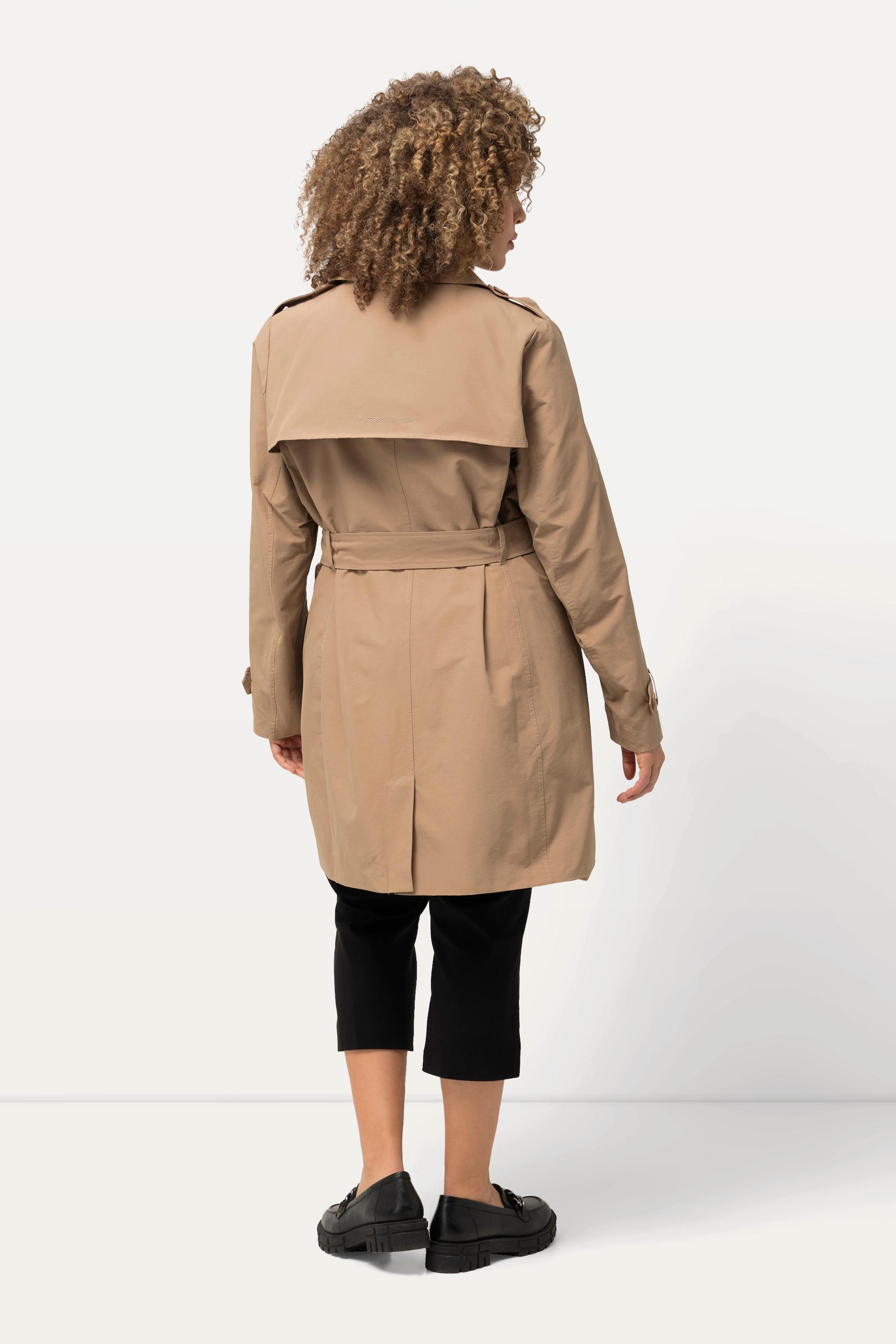 Ulla Popken  Trenchcoat, A-Linie, Hemdkragen, Bindegürtel 