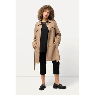 Ulla Popken  Trenchcoat, A-Linie, Hemdkragen, Bindegürtel 