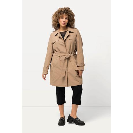 Ulla Popken  Trench-coat à coupe évasée, col chemise et ceinture nouée 