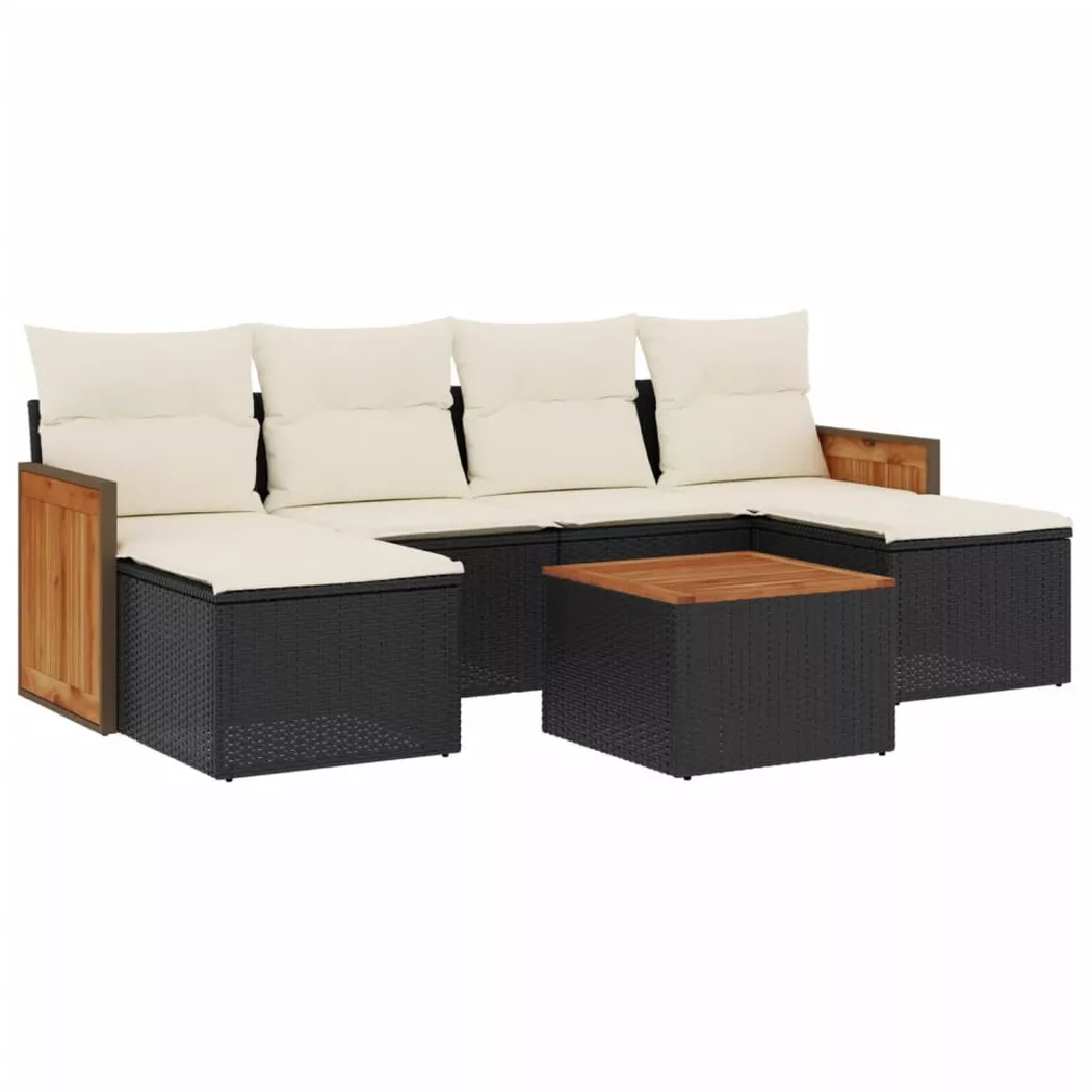 VidaXL - set divano da giardino Polirattan, One Size, Nero