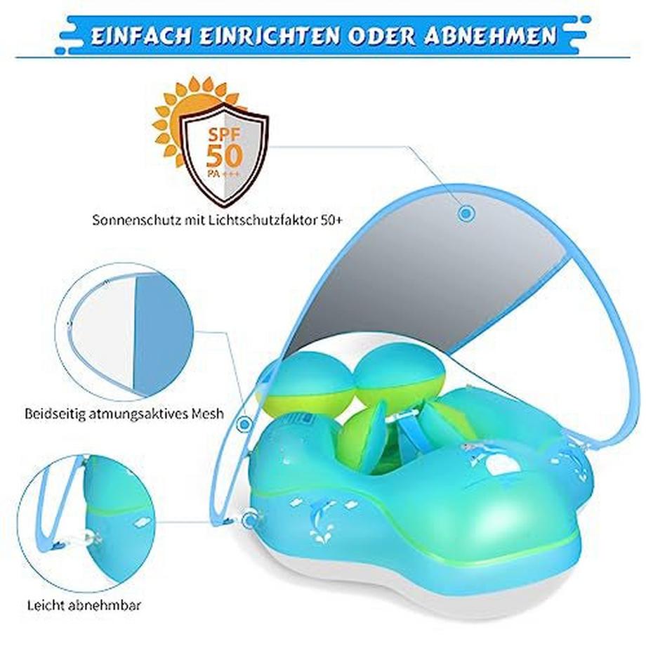 Activity-board  Schwimmring Baby mit Abnehmbarem Sonnendach, Baby Float Aufblasbare Schwimmreifen Baby für Baby ab 