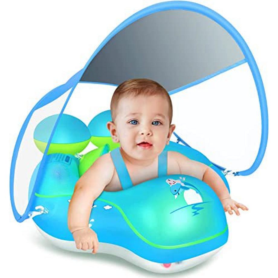 Schwimmring Baby mit Abnehmbarem Sonnendach, Baby Float Aufblasbare Schwimmreifen Baby für Baby ab