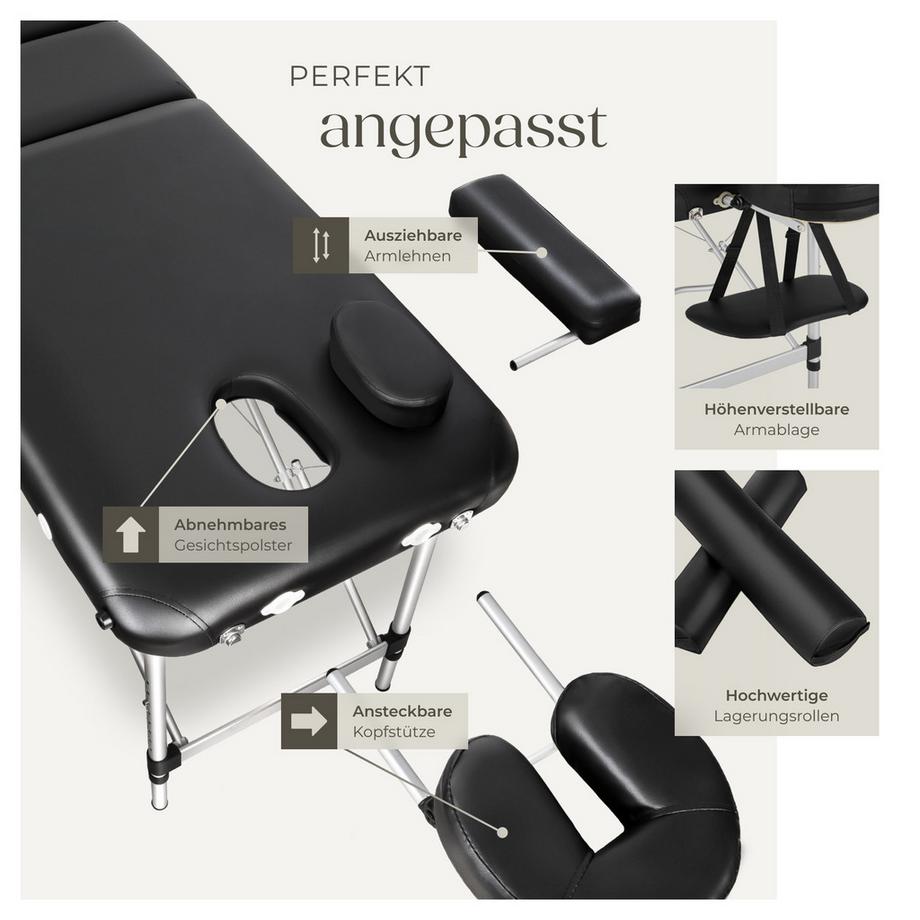 Tectake Table de massage portable pliante 2 zones  largeur 61 cm et rembourrage de 4 cm  