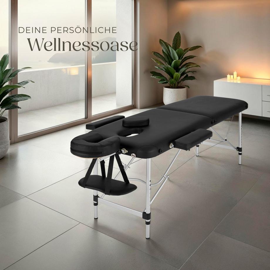 Tectake 2 Zonen Massageliege mit Polsterung, Massagerollen und Aluminiumgestell  