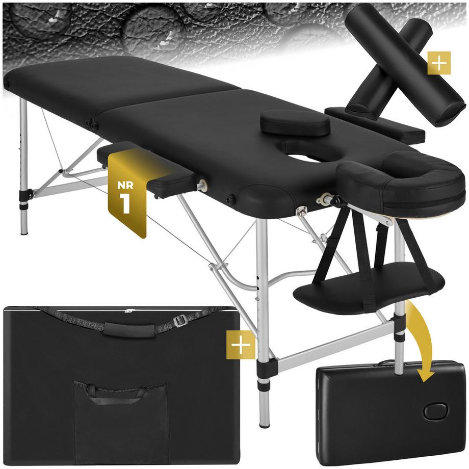 Tectake Table de massage portable pliante 2 zones  largeur 61 cm et rembourrage de 4 cm  