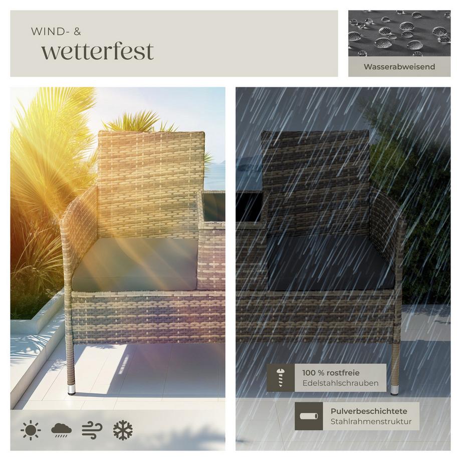 Tectake Panca da giardino in rattan Narbonne 2 posti  