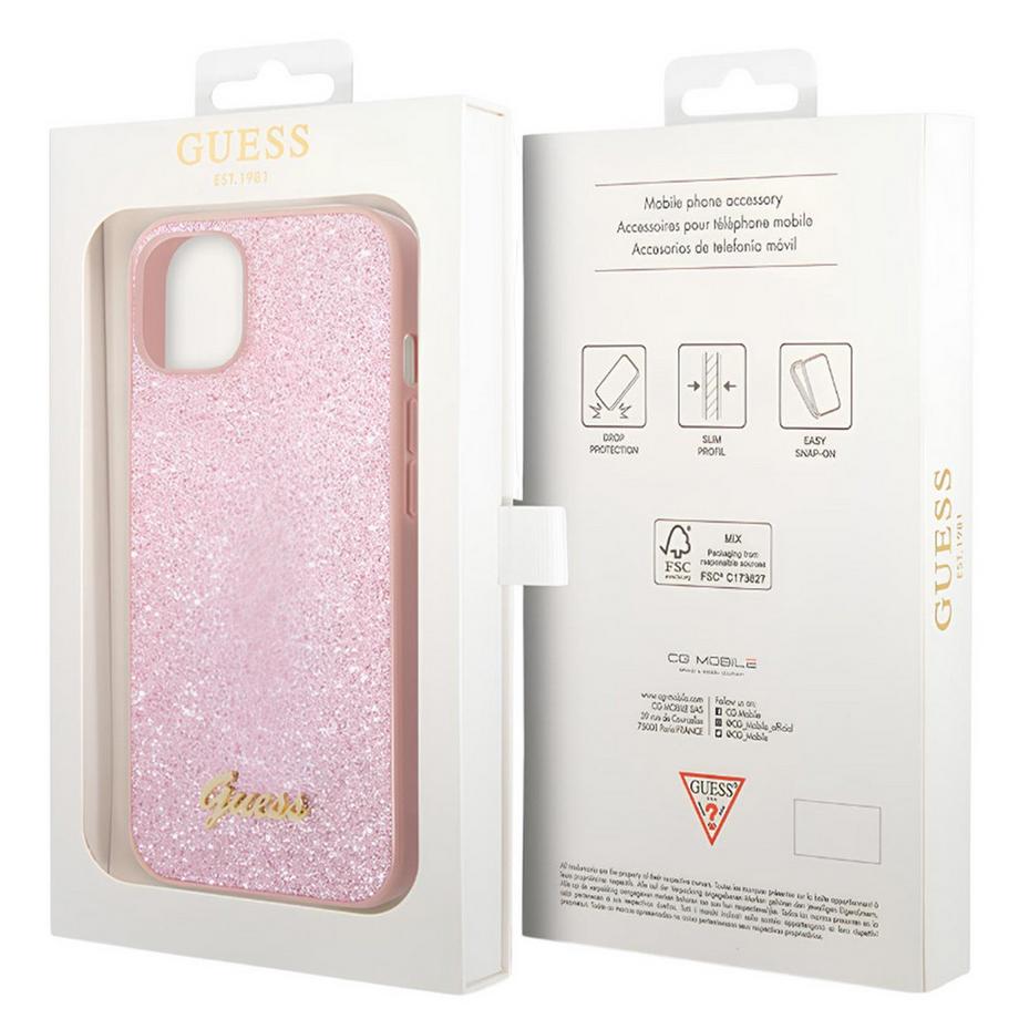 GUESS  Cover per iPhone 14 TPU Glitter Script 