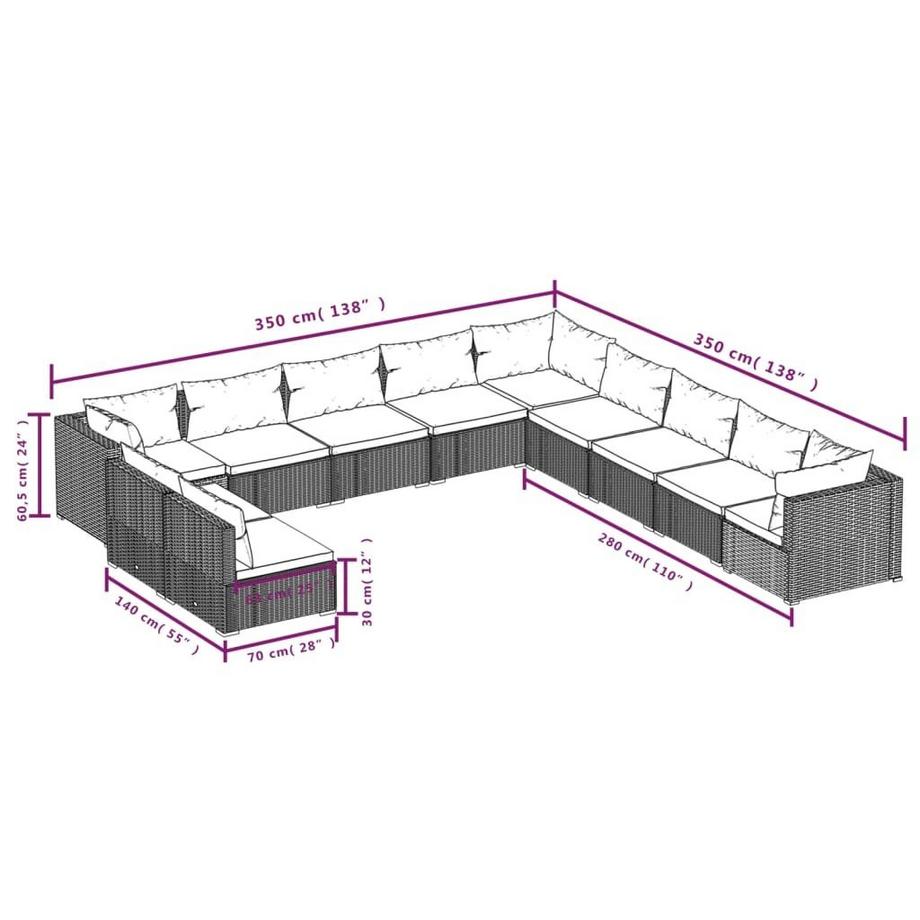 VidaXL Garten lounge set poly-rattan  