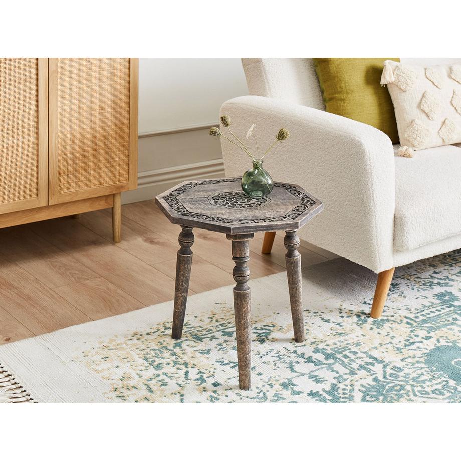 Beliani Table d'appoint en Manguier Rustique WANDILO  