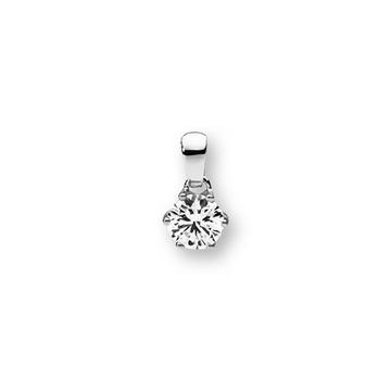 Pendentif or blanc 750 serti 6 griffes de diamants 0,20ct.