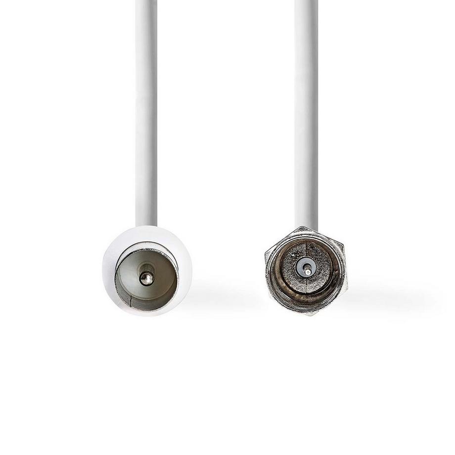 Nedis  Satelliten- & Antennenkabel | F Stecker | IEC (Koax) Stecker | Vernickelt | 75 Ohm | Doppelt geschirmt | 1,50 m | Rund | PVC | Weiß | Etikett 
