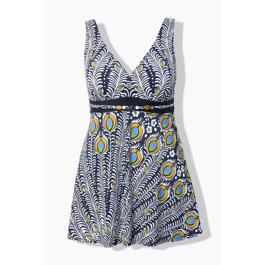 Ulla Popken Robe de bain motif paon Bonnets souples  