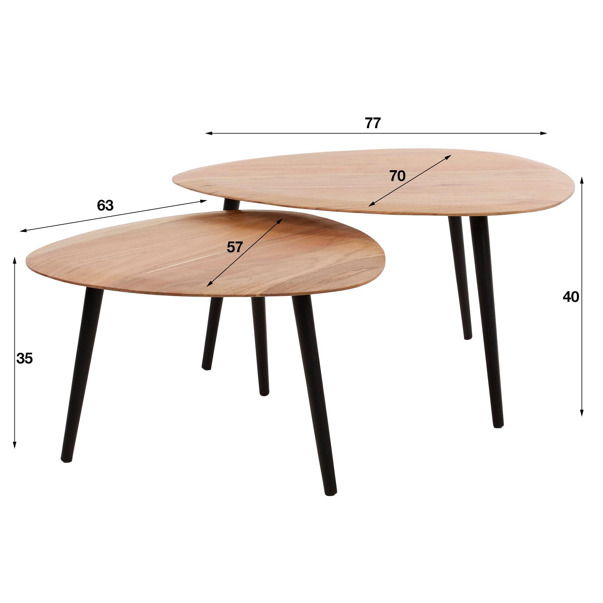 mutoni Table basse triangulaire biologique (Ensemble de 2)  