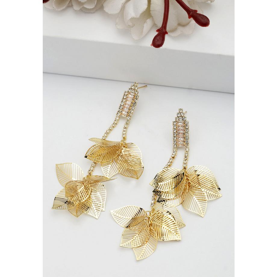 AVANT-GARDE PARIS  Goldene Blattreiche Hängeohrringe 