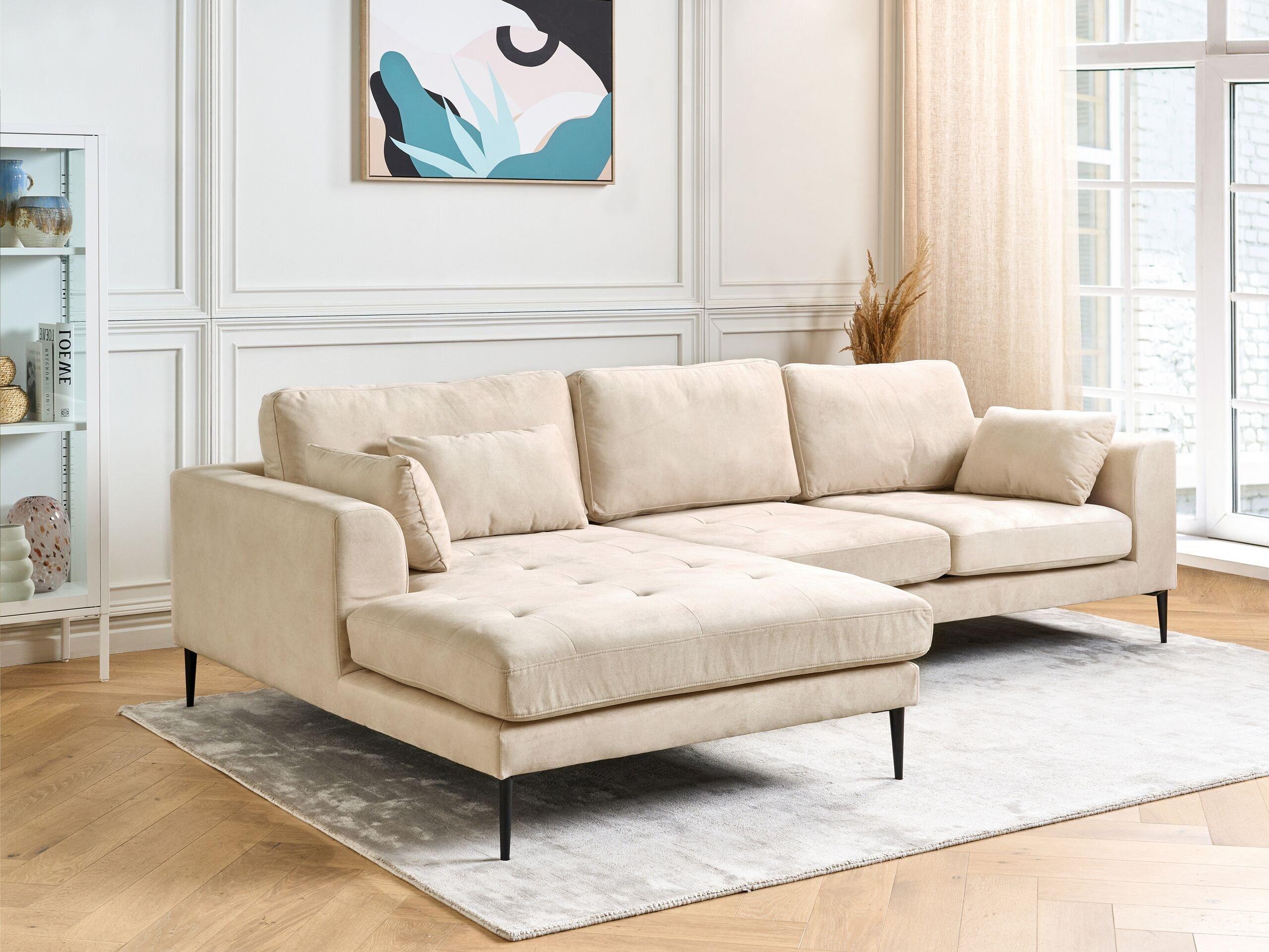 Beliani Ecksofa aus Samtstoff Modern FLAM  