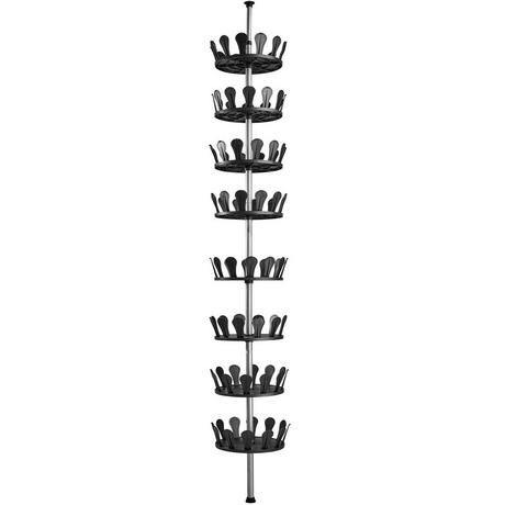 Tectake Carrousel à chaussures 26,5x100-300cm avec tige télescopique max. 48 paires  