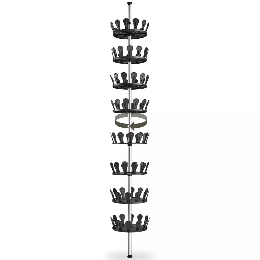 Tectake - Carrousel à chaussures  en plastique résistant et acier, 27cm, Charcoal Black