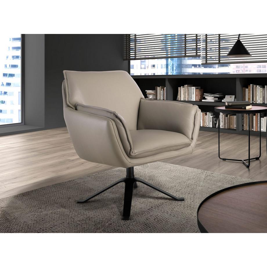 ANGEL CERDA Fauteuil pivotant en cuir gris foncé  